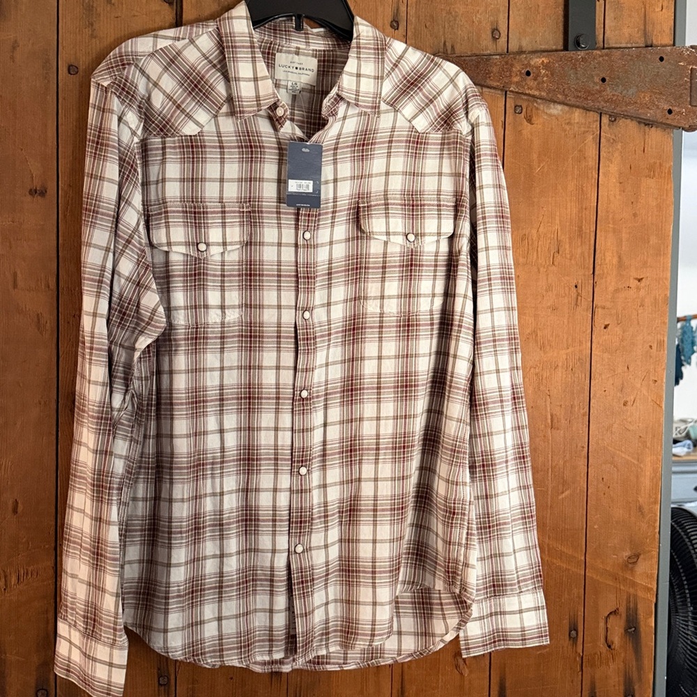 Lucky Plaid Button-Up Pearl Snap